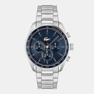 lacoste,mens,boston,stainless,steel,chronograph,watch,blue
