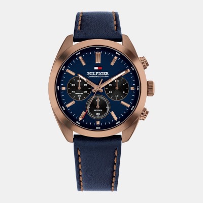 tommy,hilfiger,men,s,hudson,40mm,stainless,steel,chronograph,analogue,quartz,watch,blue