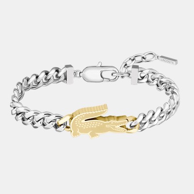 lacoste,mens,arthor,crocodile,curb,chain,bracelet,bi,metal