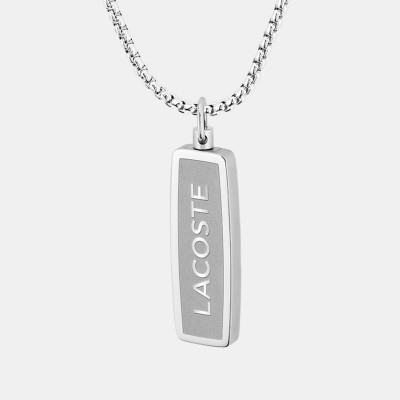 lacoste,mens,district,reversible,pendant,necklace,silver