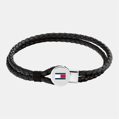 бижутерия,tommy,hilfiger,tommy,hilfiger,men’s,braided,leather,bracelet,black