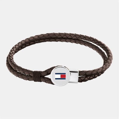 бижутерия,tommy,hilfiger,tommy,hilfiger,men’s,braided,leather,bracelet,brown
