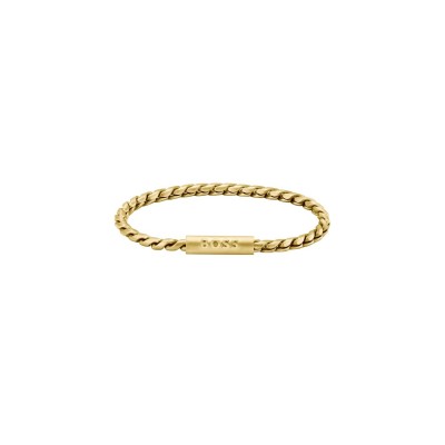 boss,men's,doran,stainless,steel,braided,bracelet,gold