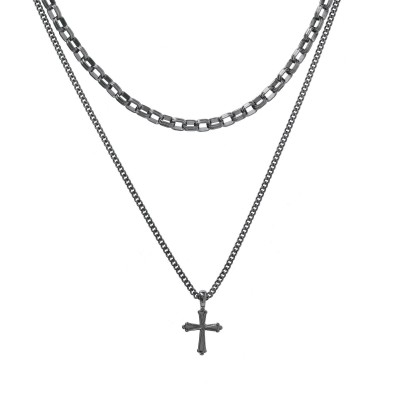 fabric,multi,layer,necklace,black