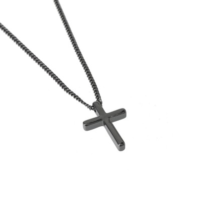 fabric,cross,necklace,gunmetal
