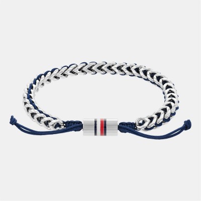 бижутерия,аксесоари,на,разпродажба,tommy,hilfiger,mens,stainless,steel,and,navy,nylon,bracelet,silver