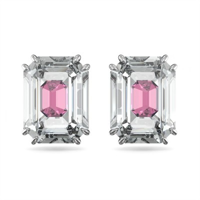 аксесоари,на,разпродажба,swarovski,chroma,stud,earrings,octagon,cut,pink,rhodium,plated,pink,rhodium