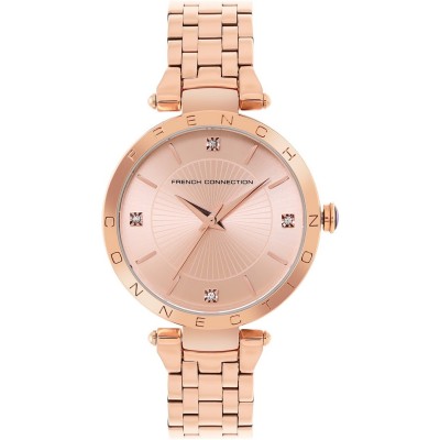 часовник,часовници,аксесоари,на,разпродажба,french,connection,connection,tinsel,round,analog,watch,with,metal,strap,for,women,rose,gold