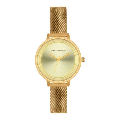 дамски,часовник,часовници,аксесоари,на,разпродажба,french,connection,connection,stainless,steel,analog,gold,dial,womens,watch,gold