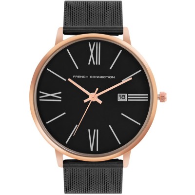 часовник,часовници,аксесоари,на,разпродажба,french,connection,connection,heritage,black,round,analog,watch,for,men,black