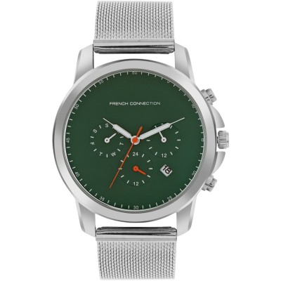 часовник,часовници,аксесоари,на,разпродажба,french,connection,connection,czar,green,round,analog,watch,with,silver,strap,for,men,green