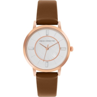 часовник,часовници,аксесоари,на,разпродажба,french,connection,connection,ephiphany,mop,white,round,analog,watch,with,brown,strap,for,women,white
