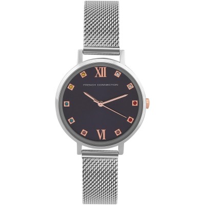 часовник,часовници,аксесоари,на,разпродажба,french,connection,connection,grace,blue,round,analog,watch,with,steel,mesh,strap,for,women,blue