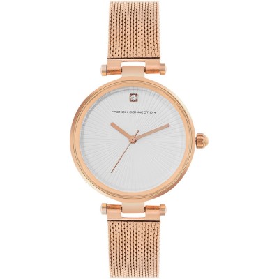 часовник,часовници,аксесоари,на,разпродажба,french,connection,connection,haven,silver,round,analog,watch,with,rose,gold,strap,for,women,silver