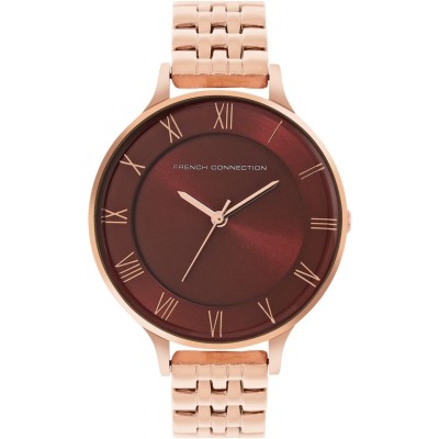 часовник,часовници,аксесоари,на,разпродажба,french,connection,connection,amour,maroon,round,analog,watch,with,rose,gold,metal,strap,for,women,maroon
