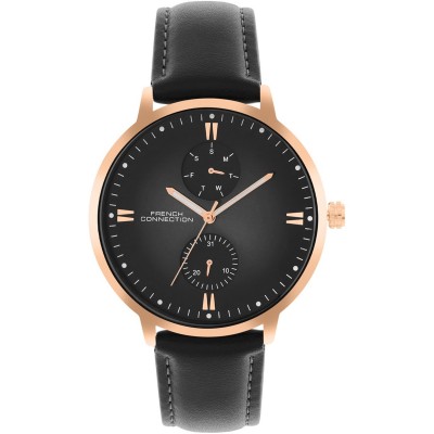 мъжки,часовник,часовници,аксесоари,на,разпродажба,french,connection,connection,opus,black,round,dial,mens,multi,function,watch,black