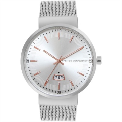 часовник,часовници,аксесоари,на,разпродажба,french,connection,connection,jake,silver,round,analog,watch,steel,strap,for,men,silver
