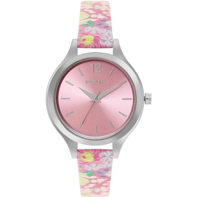 дамски,часовник,часовници,fcuk,floral,printed,strap,womens,watch,pink