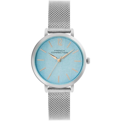 часовник,часовници,аксесоари,на,разпродажба,french,connection,french,connection,silver,case,round,shape,silver,strap,quartz,watch,sky,blue
