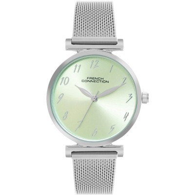 часовник,часовници,аксесоари,на,разпродажба,french,connection,french,connection,silver,case,round,shape,silver,strap,quartz,watch,sea,green