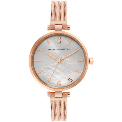 часовник,бижутерия,часовници,аксесоари,на,разпродажба,french,connection,rose,case,round,shape,rose,strap,quartz,watch,grey