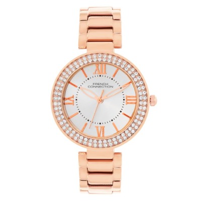 часовник,часовници,аксесоари,на,разпродажба,french,connection,french,connection,silver,case,round,shape,silver,strap,quartz,watch,silver
