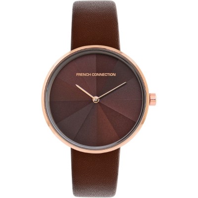 часовник,часовници,аксесоари,на,разпродажба,french,connection,french,connection,rose,case,round,shape,brown,strap,quartz,watch,brown