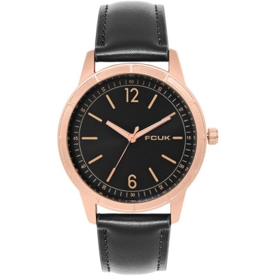 часовник,часовници,аксесоари,на,разпродажба,fcuk,fcuk,rose,case,round,shape,black,strap,quartz,watch,black