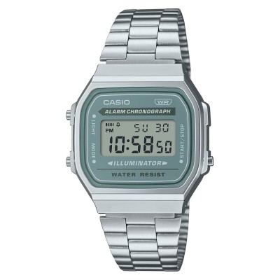 часовник,часовници,casio,a168wa,watch,green,silver