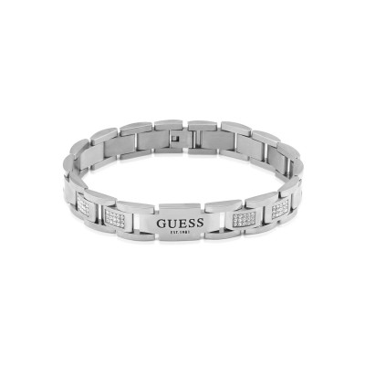guess,12mm,flat,chain,white,cz,bracelet,silver,tone