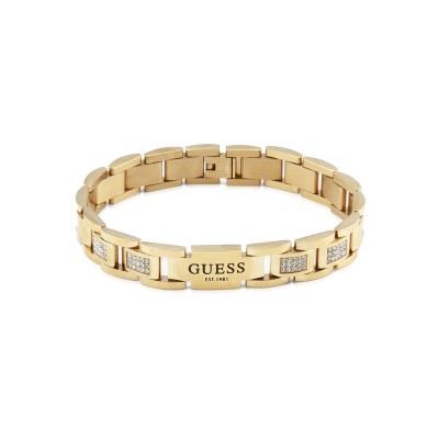 guess,12mm,flat,chain,white,cz,bracelet,yellow,tone