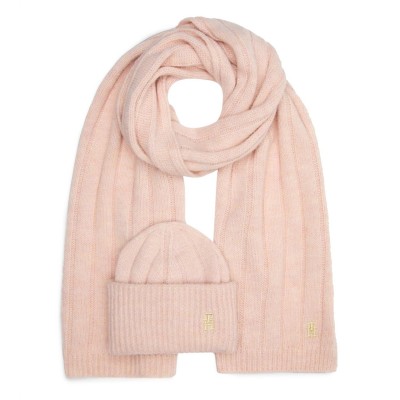 шал,плажни,шапки,аксесоари,на,разпродажба,tommy,hilfiger,timeless,beanie,and,scarf,sepia,pink