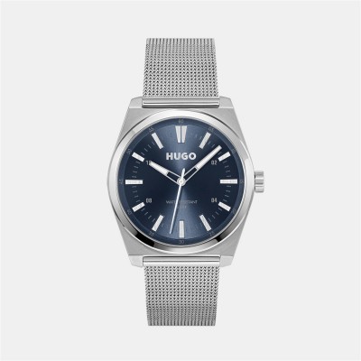 часовник,часовници,hugo,gents,hugo,#ark,black,leather,strap,watch,silver