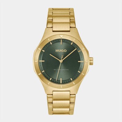 hugo,gents,hugo,lit,bracelet,watch,green,gold