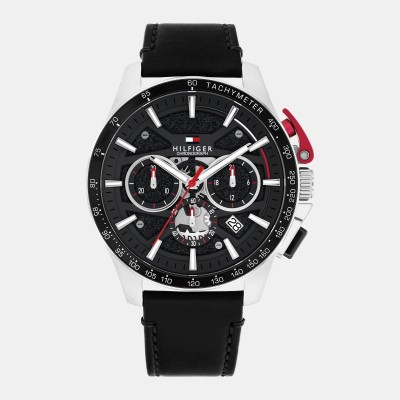 tommy,hilfiger,mens,watch,black,silver