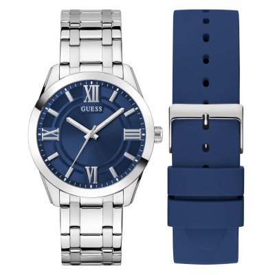 часовник,часовници,guess,men,s,elliot,boxset,quartz,analogue,watch,silver,blue