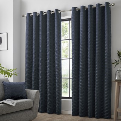appletree,loft,kilbride,cord,chenille,pair,of,eyelet,curtains,navy