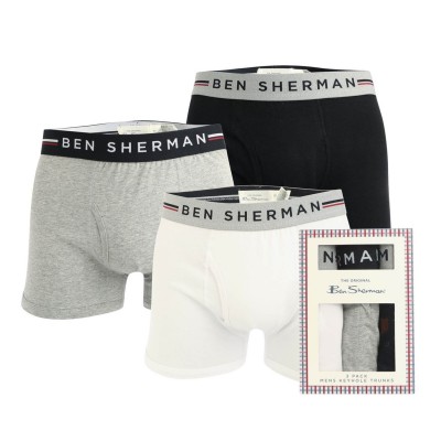 боксерки,мъжко,лятно,бельо,мъжко,бельо,ben,sherman,chase,3,pack,boxer,shorts,black,grey,white