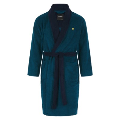 рокля,мъжки,пижами,lyle,and,scott,men,s,contrast,trim,absorbent,towel,dressing,gown,blue,pct