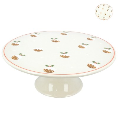 коледни,опаковки,и,декорации,gisela,graham,christmas,pudding,stoneware,cake,stand,multi