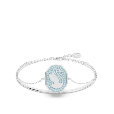 аксесоари,на,разпродажба,swarovski,swan,bangle,swan,blue,rhodium,plated,aquamarine