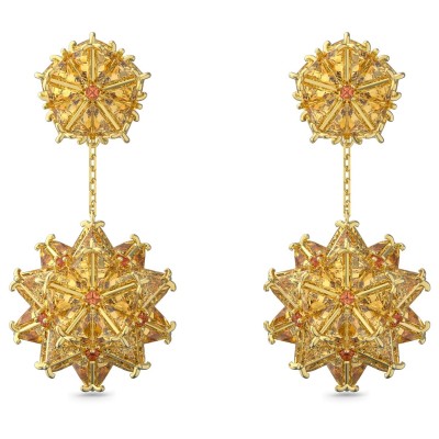 аксесоари,на,разпродажба,swarovski,curiosa,drop,earrings,geometric,cut,orange,gold,tone,plated,orangy,yellow