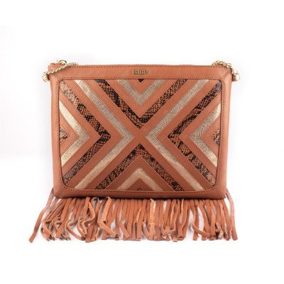всички,чанти,biba,biba,leather,fringe,chevron,pouch,multi