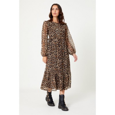 рокля,дамски,поли,и,рокли,дамски,облекла,размер,be,you,frill,animal,print,chiffon,midi,dress,animal