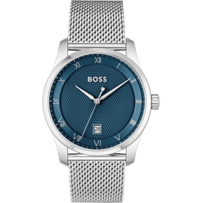 часовник,часовници,аксесоари,на,разпродажба,boss,men's,bssjwl,principle,large,roman,numerals,watch,blue,silver