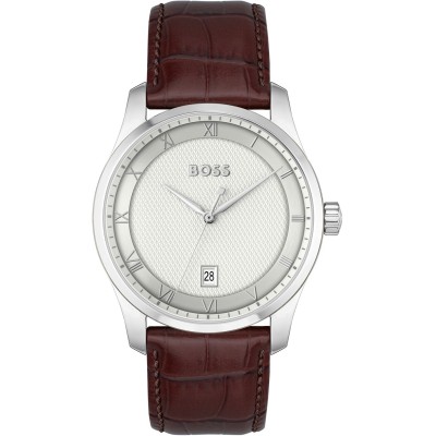 часовник,часовници,аксесоари,на,разпродажба,boss,men's,bssjwl,principle,large,roman,numerals,watch,silver,brown
