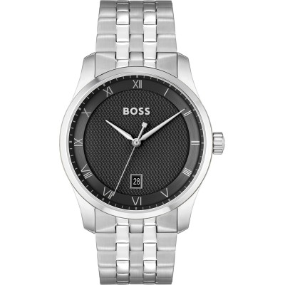 часовник,часовници,аксесоари,на,разпродажба,boss,men's,bssjwl,principle,large,roman,numerals,watch,black,silver