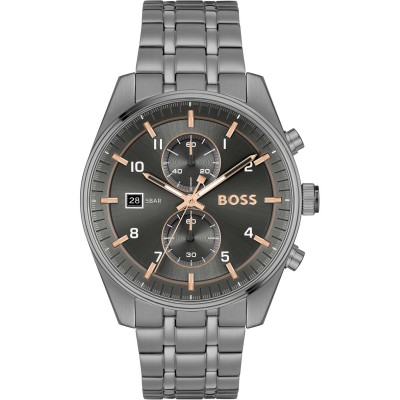 часовник,бижутерия,часовници,boss,men's,skytraveller,44mm,chronograph,water,resistant,analogue,quartz,watch,grey,silver