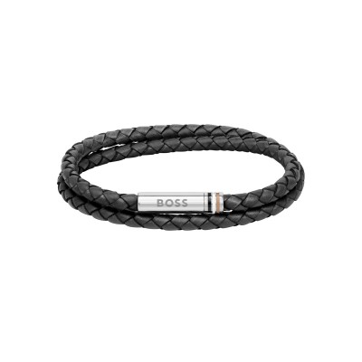 аксесоари,на,разпродажба,boss,gents,boss,ares,double,wrap,leather,bracelet,black