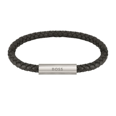 аксесоари,на,разпродажба,boss,men's,braided,bracelet,leather,black